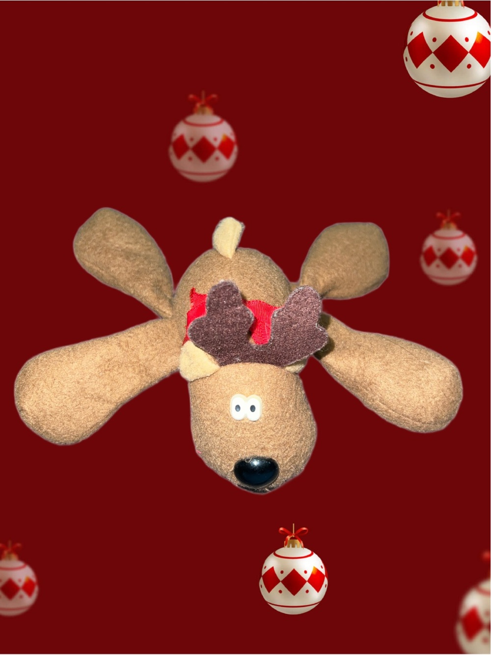 Vintage Hallmark Rodney Reindeer Plush 1979 Stuffed Animal Toy Red Ribbon